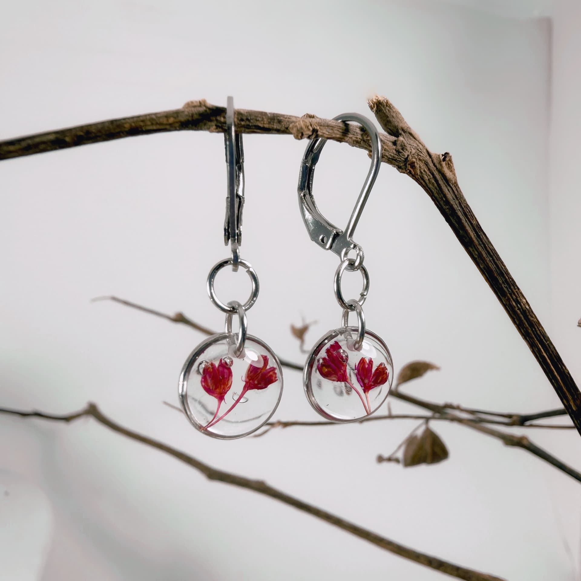 Pendientes de dije Nº9 - Bordó y Plateado