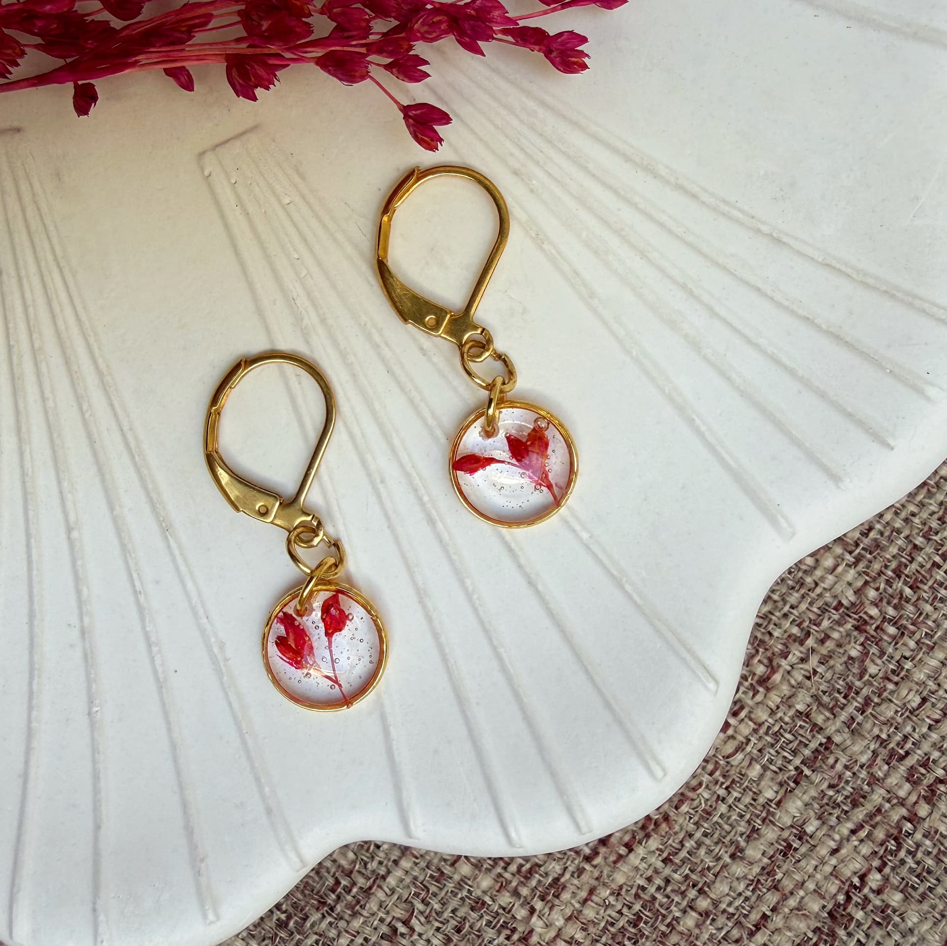 Pendientes de dije Nº9 - Bordó y Dorado