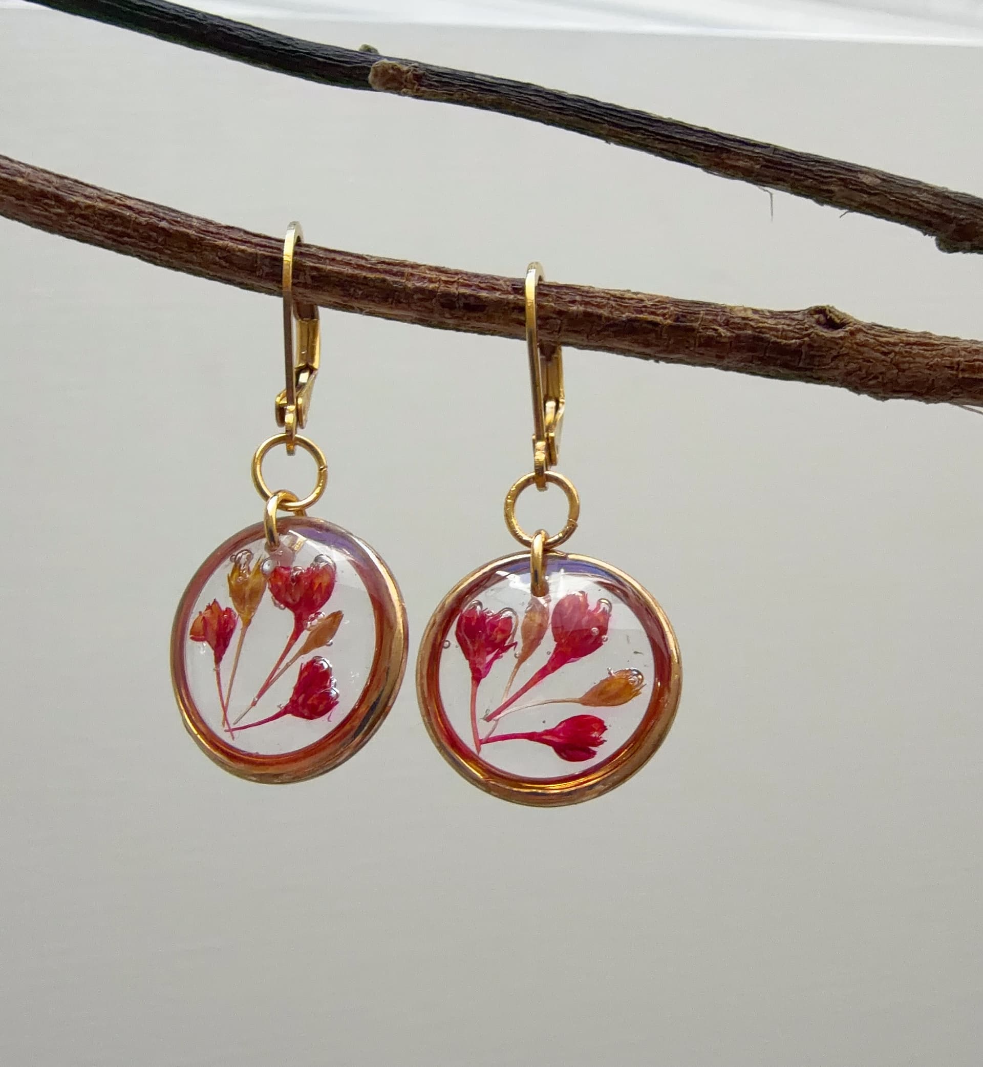 Pendientes de dije Nº15 - Bordó y Dorado